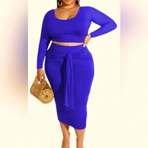 Women 2 Piece Outfits Sets Sexy  Midi Dress,Sleeveless Top Bodycon Skirts Set